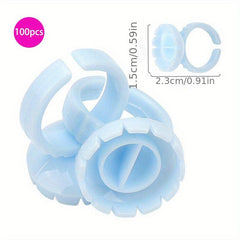 100PCS Glue Rings For Eyelash Extensions Round & Heart Shape Blossom Glue Cups