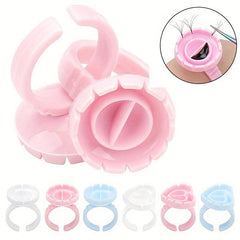 100PCS Glue Rings For Eyelash Extensions Round & Heart Shape Blossom Glue Cups