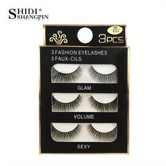 3 Pairs Natural Look 3D Wispy Full Strip False Eyelashes