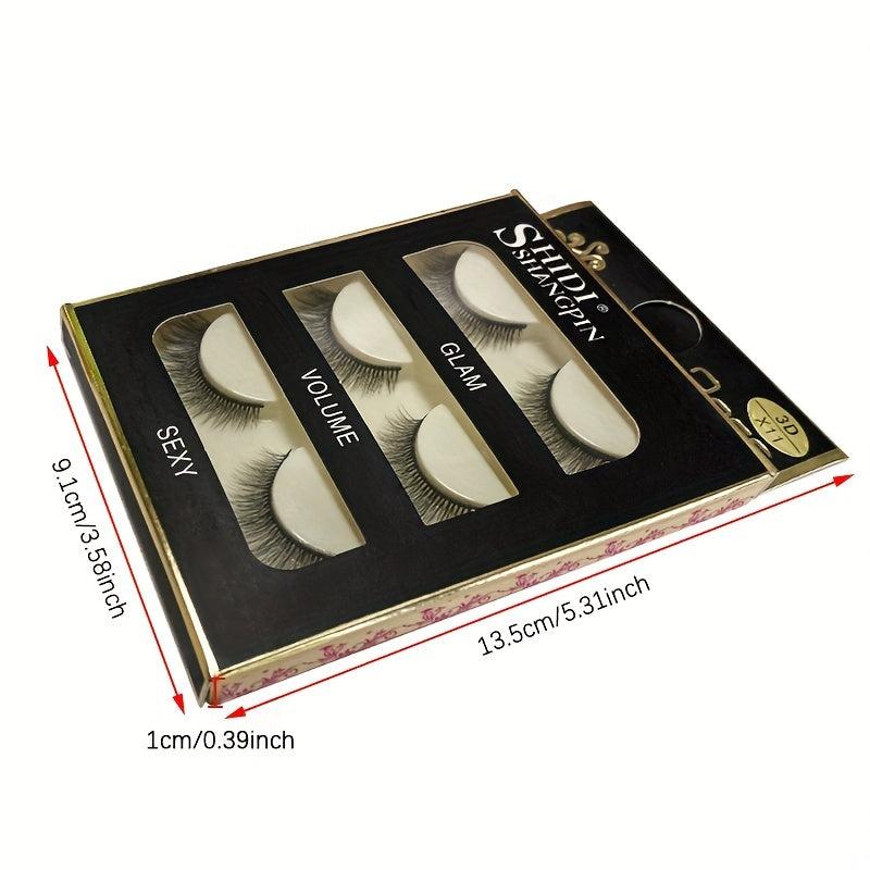 3 Pairs Natural Look 3D Wispy Full Strip False Eyelashes