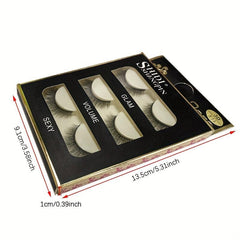 3 Pairs Natural Look 3D Wispy Full Strip False Eyelashes