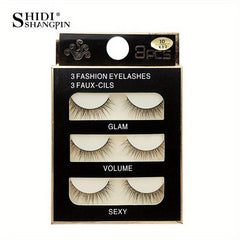 3 Pairs Natural Look 3D Wispy Full Strip False Eyelashes