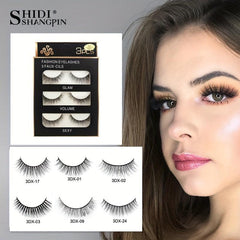3 Pairs Natural Look 3D Wispy Full Strip False Eyelashes