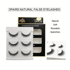 3 Pairs Natural Look 3D Wispy Full Strip False Eyelashes