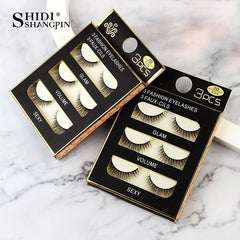 3 Pairs Natural Look 3D Wispy Full Strip False Eyelashes
