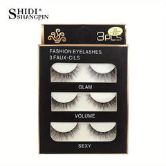 3 Pairs Natural Look 3D Wispy Full Strip False Eyelashes