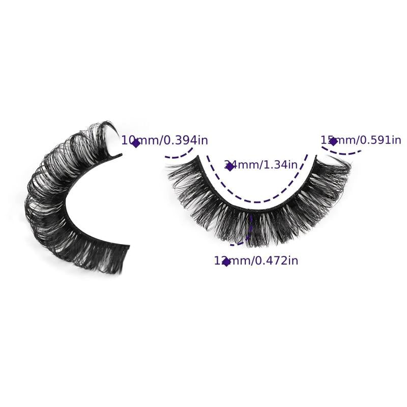 Fluffy 3D Curly Volume False Eyelashes Natural Look Long Thick Lashes
