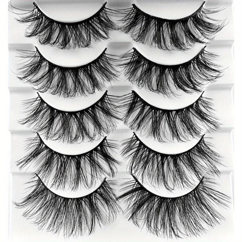 5 Pairs High Layer Faux Mink Eyelashes - Natural Glamorous False Eyelashes
