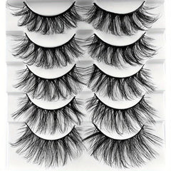 5 Pairs High Layer Faux Mink Eyelashes - Natural Glamorous False Eyelashes