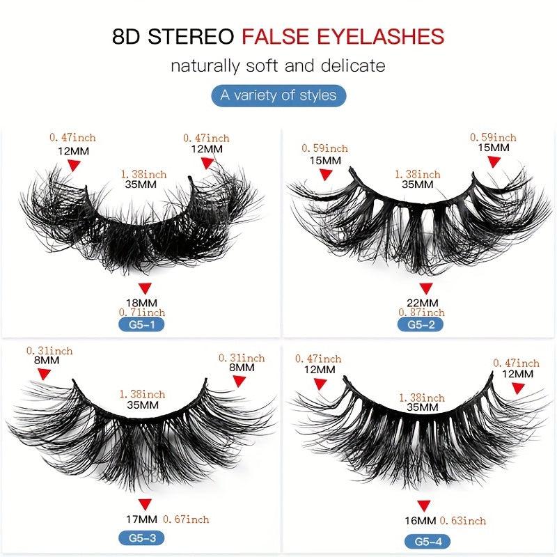 5 Pairs High Layer Faux Mink Eyelashes - Natural Glamorous False Eyelashes