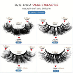 5 Pairs High Layer Faux Mink Eyelashes - Natural Glamorous False Eyelashes