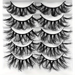 5 Pairs High Layer Faux Mink Eyelashes - Natural Glamorous False Eyelashes