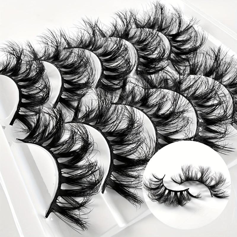 5 Pairs High Layer Faux Mink Eyelashes - Natural Glamorous False Eyelashes