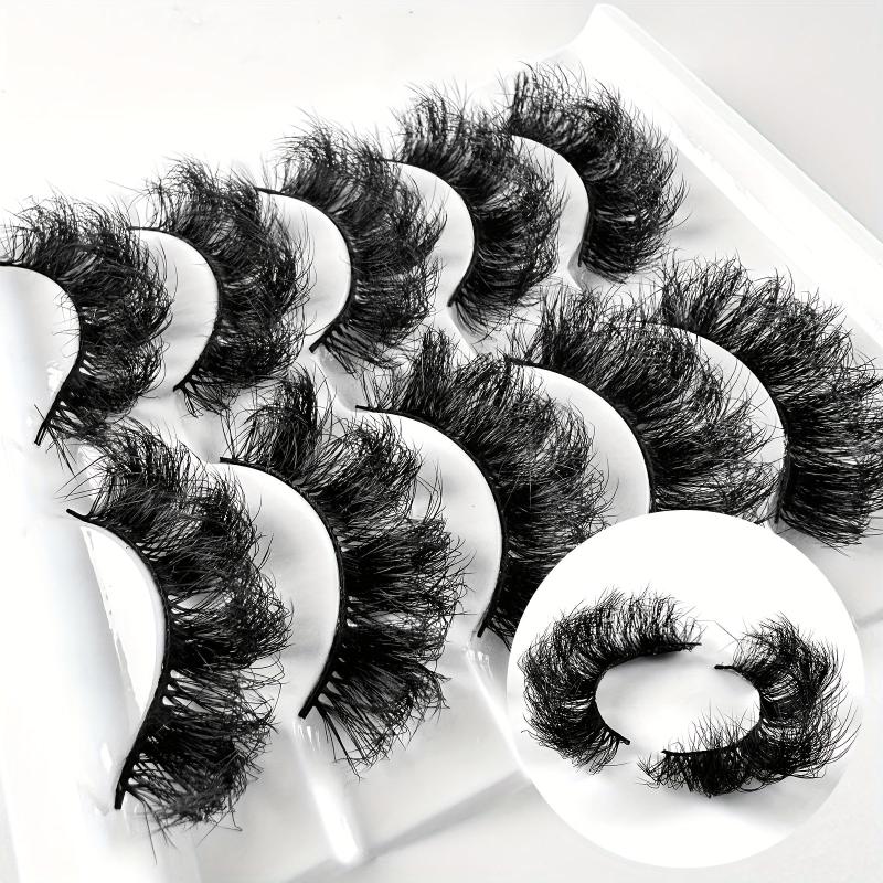 5 Pairs High Layer Faux Mink Eyelashes - Natural Glamorous False Eyelashes