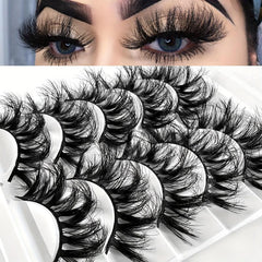 5 Pairs High Layer Faux Mink Eyelashes - Natural Glamorous False Eyelashes