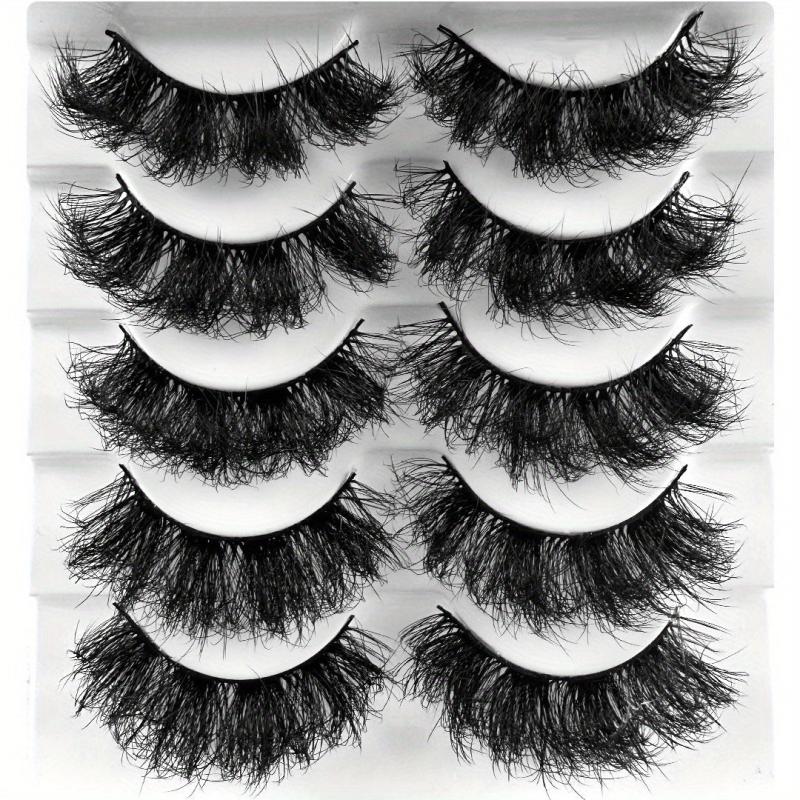 5 Pairs High Layer Faux Mink Eyelashes - Natural Glamorous False Eyelashes