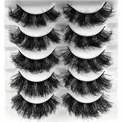 5 Pairs High Layer Faux Mink Eyelashes - Natural Glamorous False Eyelashes
