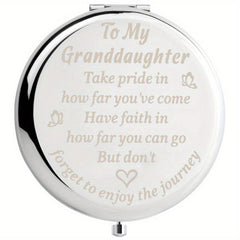 Engraved Compact Mirror Unique Mothers Birthday Wedding For Granddaughter