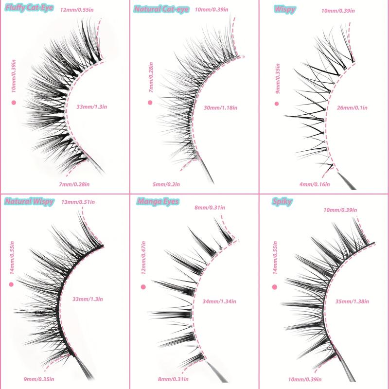 5 Pairs Natural Wispy False Eyelashes Faux Mink Cat Eye Long Lasting