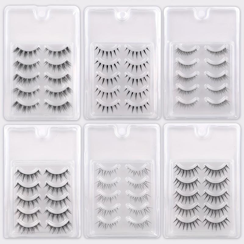 5 Pairs Natural Wispy False Eyelashes Faux Mink Cat Eye Long Lasting