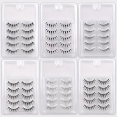 5 Pairs Natural Wispy False Eyelashes Faux Mink Cat Eye Long Lasting