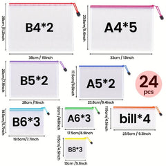 24pcs Assorted Size Mesh Zipper Pouches for Organization and Travel