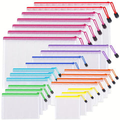 24pcs Assorted Size Mesh Zipper Pouches for Organization and Travel