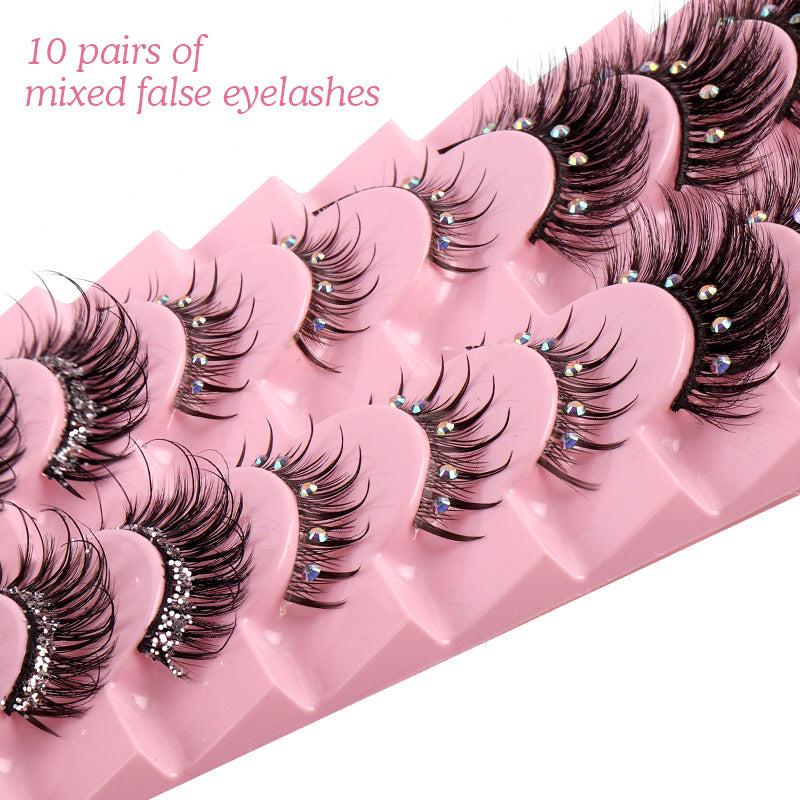 10 Pairs Mixed Style False Eyelashes for Stage Performance Makeup