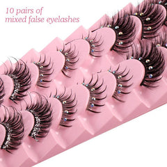 10 Pairs Mixed Style False Eyelashes for Stage Performance Makeup
