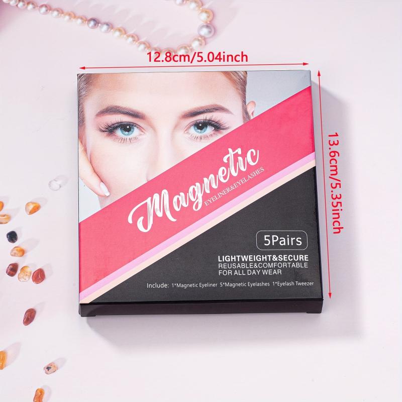 5 Pairs Magnetic Eyelashes and Eyeliner Set for Flawless Look