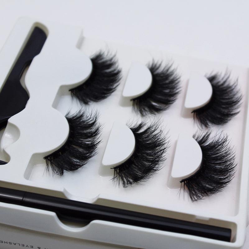 3 Pairs Faux Mink Lash & Magnetic Eyeliner Set