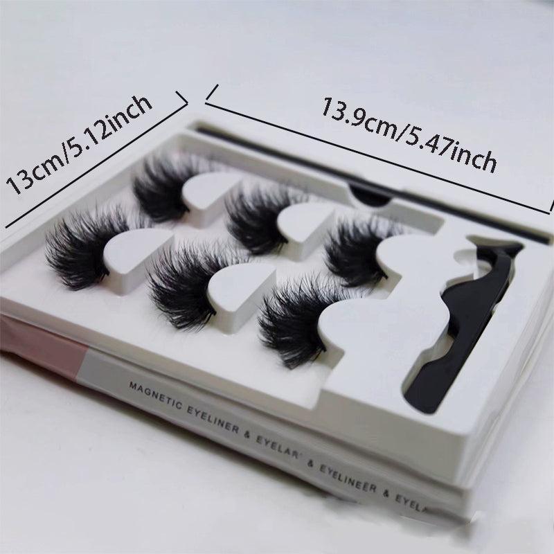 3 Pairs Faux Mink Lash & Magnetic Eyeliner Set