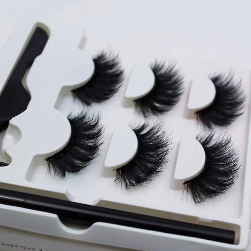 3 Pairs Faux Mink Lash & Magnetic Eyeliner Set