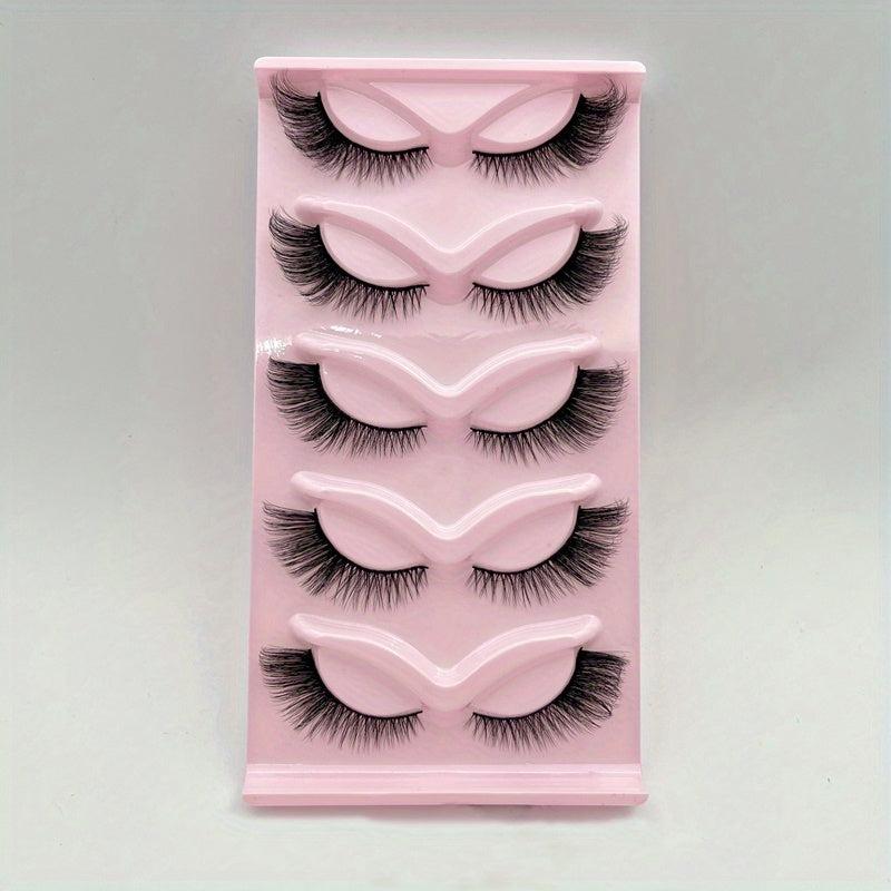 5 Pairs Natural Winged Full Strip Lashes for Dramatic Makeup