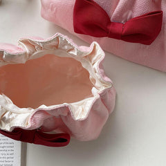 Bow Decor Makeup Bag For Purse Travel Makeup Pouch