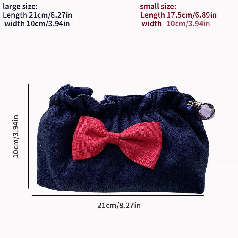 Bow Decor Makeup Bag For Purse Travel Makeup Pouch
