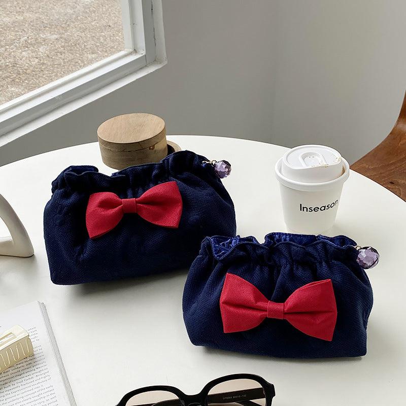 Bow Decor Makeup Bag For Purse Travel Makeup Pouch