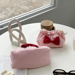 Bow Decor Makeup Bag For Purse Travel Makeup Pouch