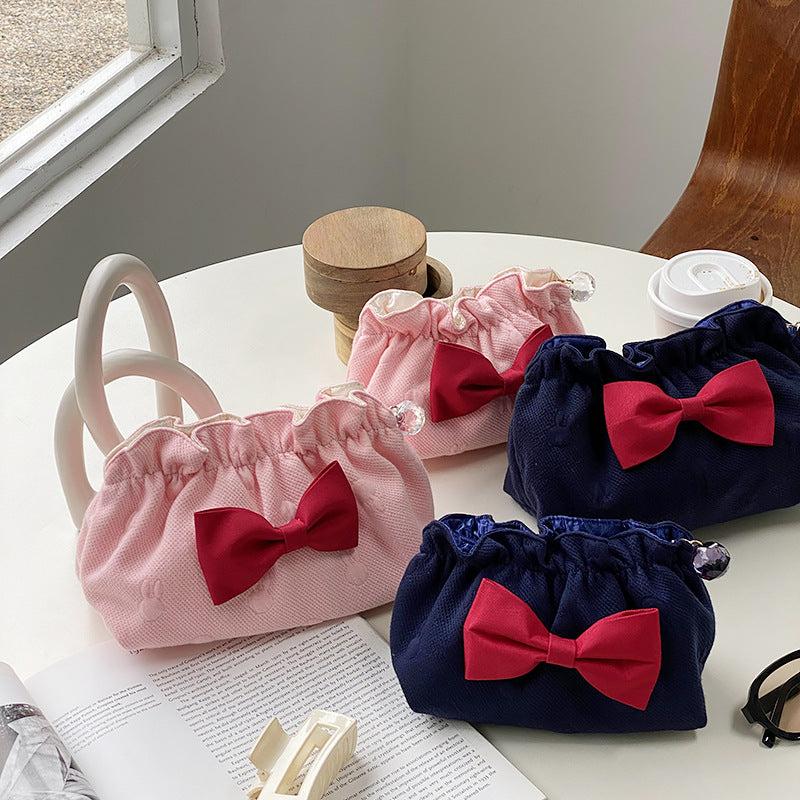 Bow Decor Makeup Bag For Purse Travel Makeup Pouch