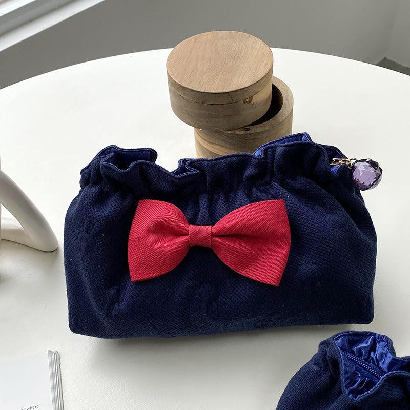 Bow Decor Makeup Bag For Purse Travel Makeup Pouch
