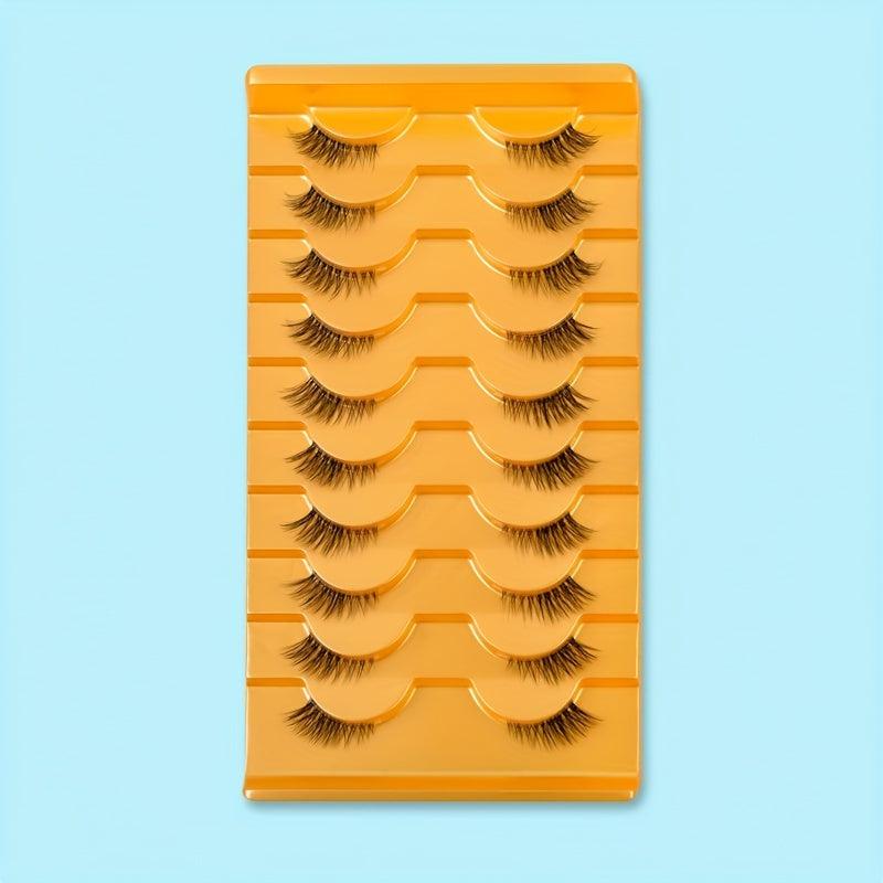 10 Pairs Wispy Half Lashes 11mm Natural Look Clear Band