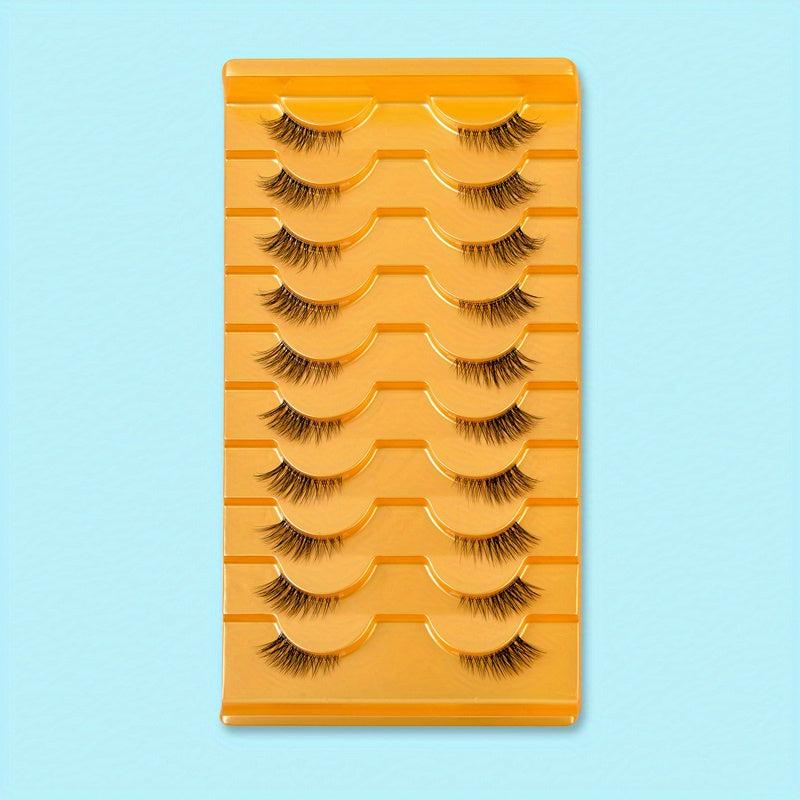10 Pairs Wispy Half Lashes 11mm Natural Look Clear Band