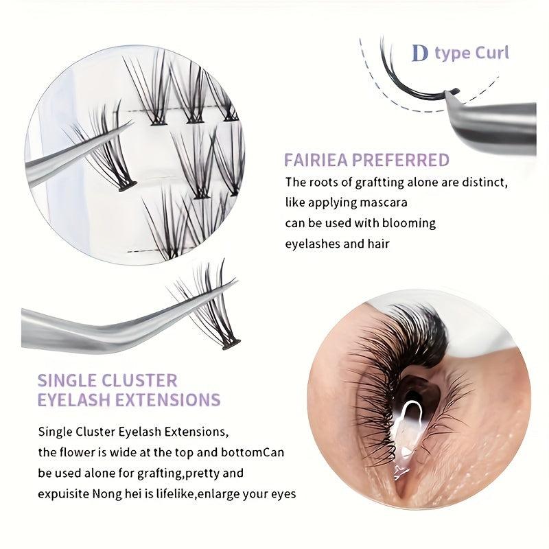 DIY Lash Extension Kit 240pcs Individual Lashes Cluster D Curling 9-16mm