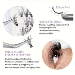 DIY Lash Extension Kit 240pcs Individual Lashes Cluster D Curling 9-16mm