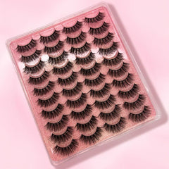 20 Pairs Reusable Mink Eyelashes Long Thick Natural False Lashes for Makeup