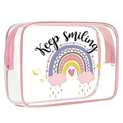 Rainbow Clear Makeup Bag Inspirational Quotes PVC Cosmetic Pouch
