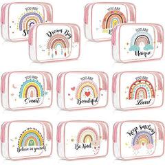 Rainbow Clear Makeup Bag Inspirational Quotes PVC Cosmetic Pouch