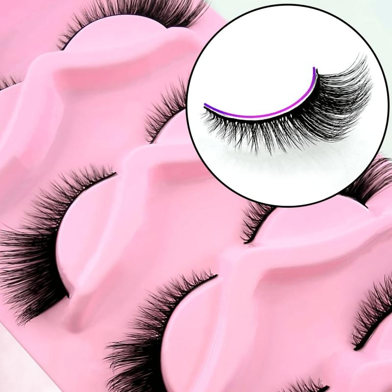5 Pairs Cat Eye False Eyelashes C D Curling Lengthening Makeup Tool