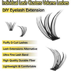Wispy Natural Look Individual Lashes D Curling DIY Cluster Eyelash Extension