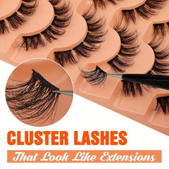 7 Pairs Natural Eyelashes Cluster Extensions 6-15mm Mixed Length False Eyelashes